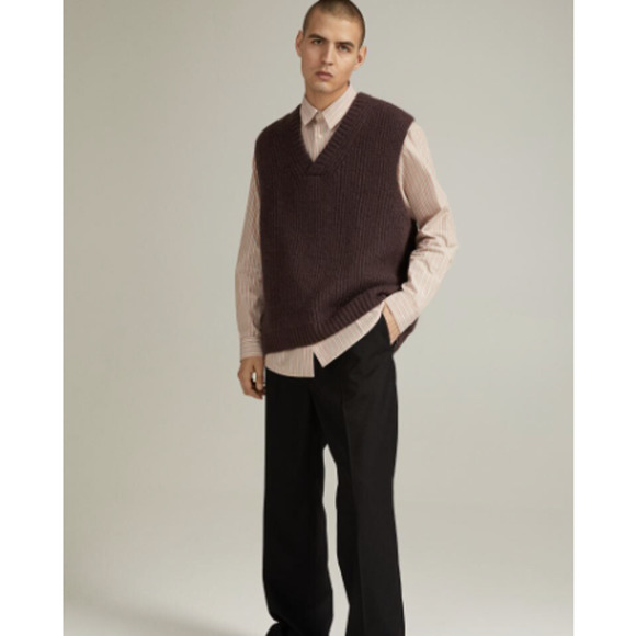 H&M x John Boyega knit wool-blend sweater vest brown sz Large - Picture 1 of 6